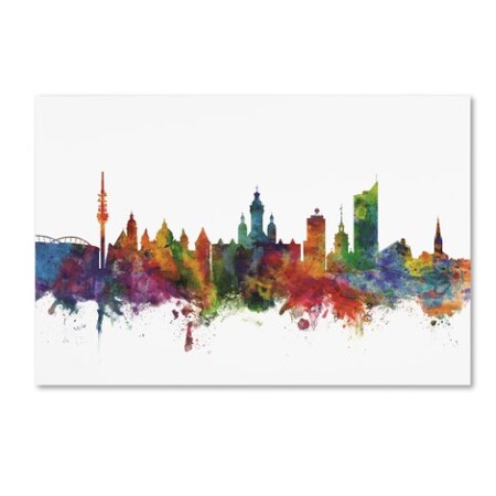 Leipzig Germany Skyline IV by Michael Tompsett, 22x32-Inch Canvas Wall Art